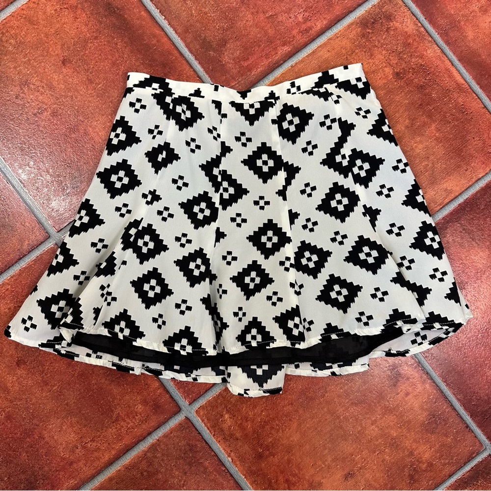 Show Me Your MuMu Geometric Black and White Skater Skirt, Fully Lined